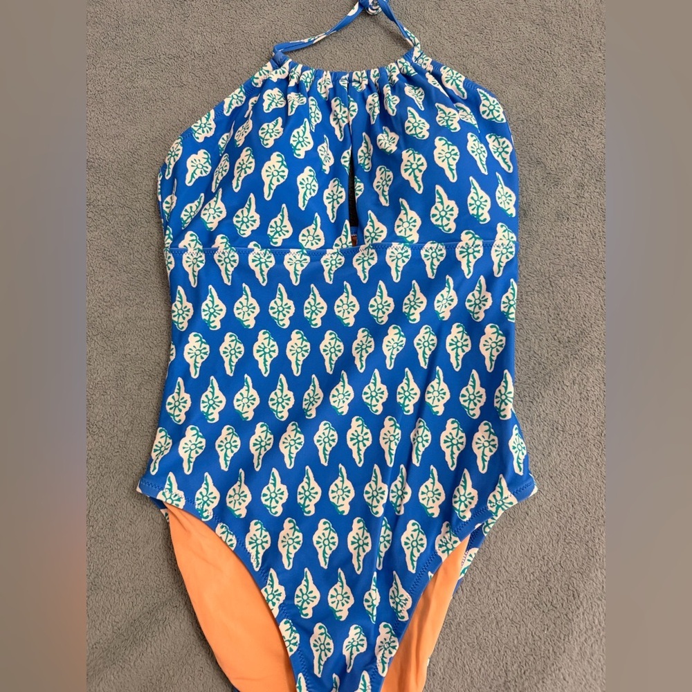 NWT JCrew Factory Printed halter one-piece swimsuit - Picture 6 of 6